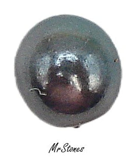6mm Black Tahitian Glass Pearl Round Half Drilled One Hole