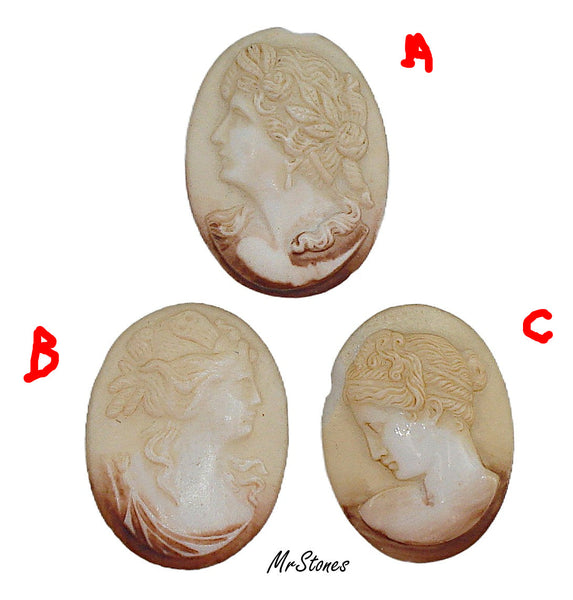 30x22mm Vintage Glass Oval Cameo 3 Styles