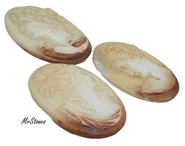 30x22mm Vintage Glass Oval Cameo 3 Styles