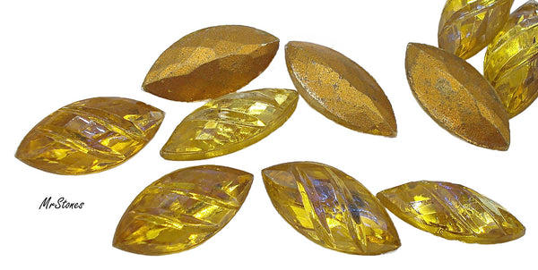 15x7mm (3175) Light Topaz Flash of Amethyst Bi Color Marquise with Cuts Buff Top Doublet