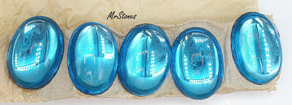 25x18mm (2195) Czech Aqua Blue Oval Cabochon