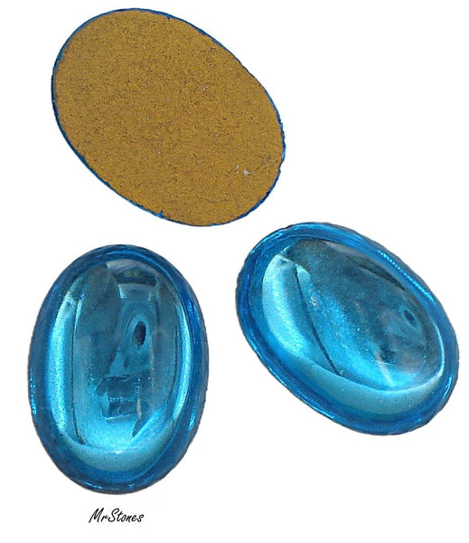 25x18mm (2195) Czech Aqua Blue Oval Cabochon