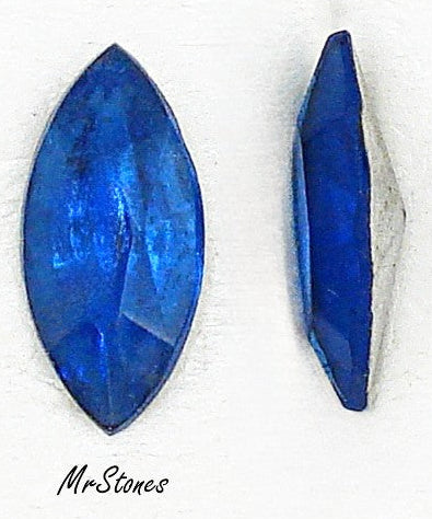 15x7mm (4200/2) Czech Sapphire Marquise Navette Silver Foil