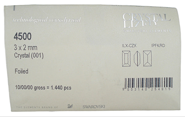 3x2mm (4500) Crystal Baguette Swarovski Silver Foiled