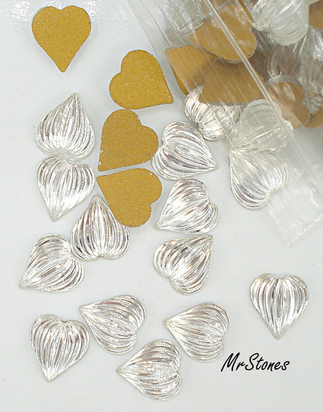 12mm (2800) Crystal Heart Shape Ribbed Flatback