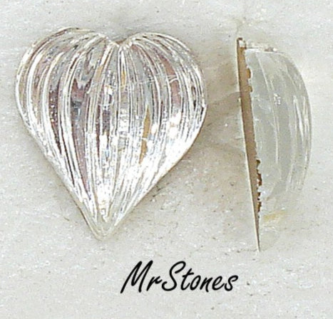 12mm (2800) Crystal Heart Shape Ribbed Flatback