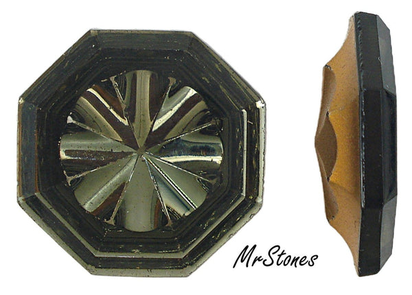 23mm Black Diamond Octagon Shallow Cut Glass Rhinestone