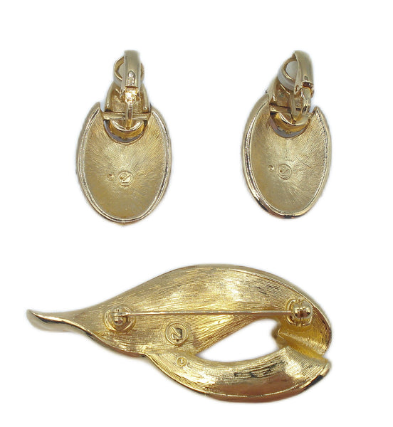 Swarovski Set Brooch Earrings Crystal AB Pink Opal Rhinestones