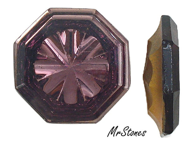 23mm Amethyst Octagon Shallow Cut Glass Rhinestone