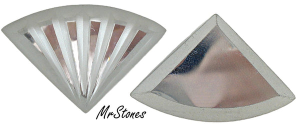 28x16x5.5mm (4729) Crystal Frosted Rays Deco Fan Pie Shape 2pc/$4.95