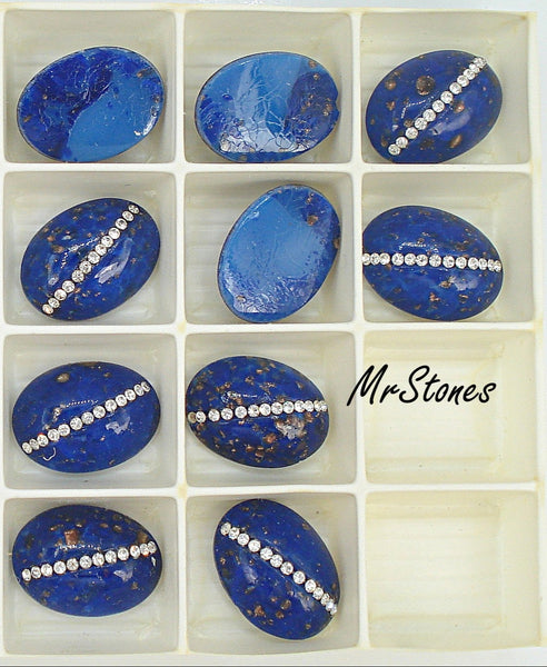 18x13mm (3901) Lapiz Lazuli Blue Glass Crystal Row Oval Cabochon Swarovski