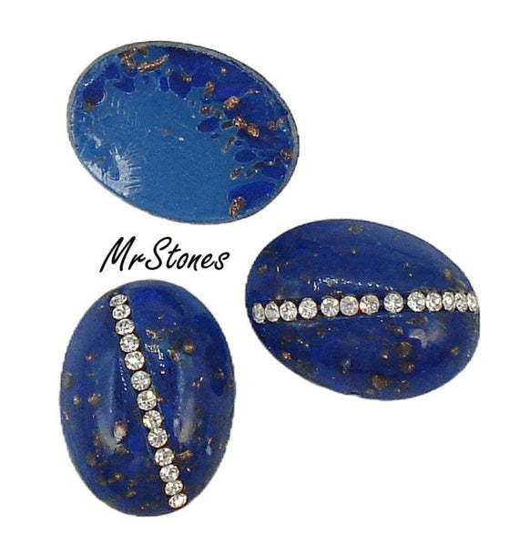 18x13mm (3901) Lapiz Lazuli Blue Glass Crystal Row Oval Cabochon Swarovski