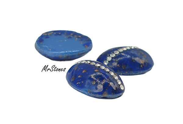 18x13mm (3901) Lapiz Lazuli Blue Glass Crystal Row Oval Cabochon Swarovski