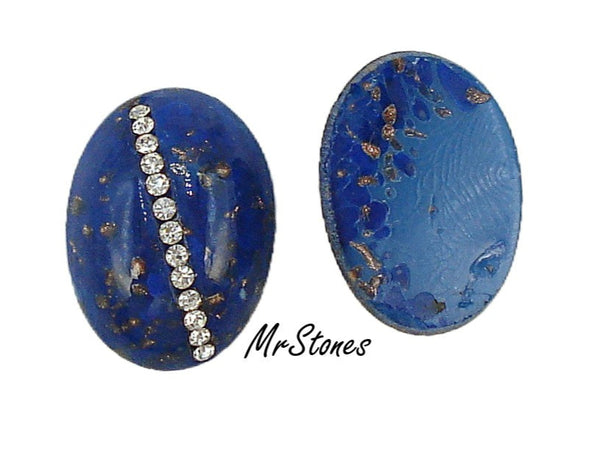 18x13mm (3901) Lapiz Lazuli Blue Glass Crystal Row Oval Cabochon Swarovski