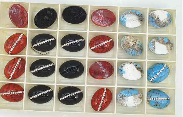 18x13mm (3901) Jet Black Crystal Row Oval Cabochon Swarovski