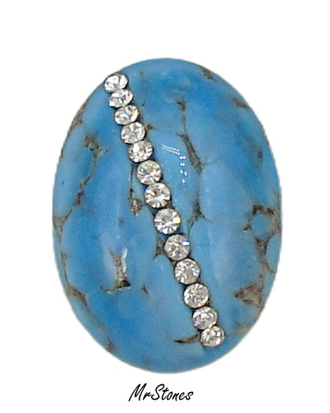 18x13mm (3901) Turquoise Matrix Crystal Rhinestone Row Oval Cabochon Swarovski
