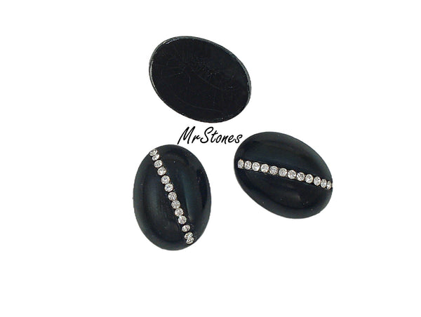 18x13mm (3901) Jet Black Crystal Row Oval Cabochon Swarovski
