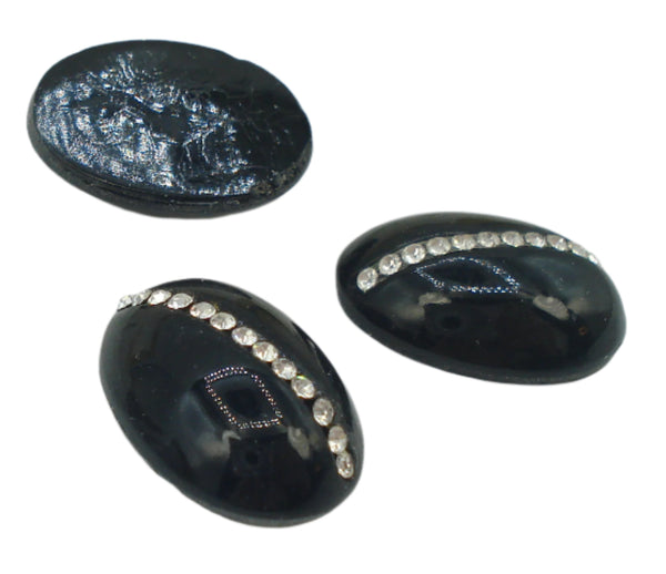 18x13mm (3901) Jet Black Crystal Row Oval Cabochon Swarovski