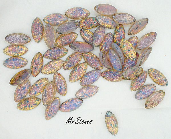 15x7mm (3175) Czech Fire Opal Marquise Navette Cabochon