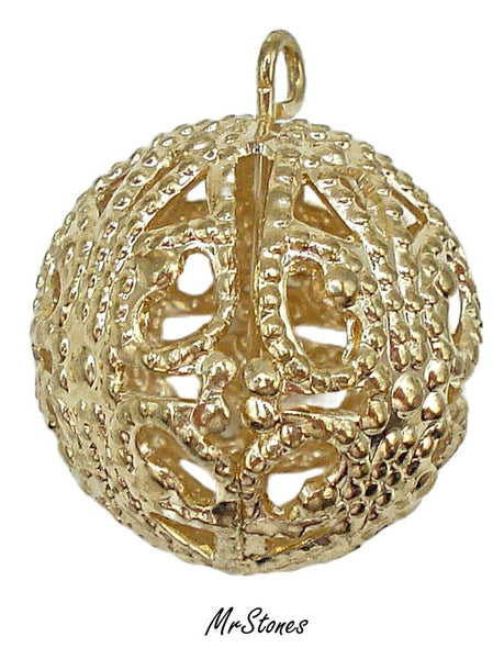 17.3mm Gold Tone Round Textured Filigree Dangle