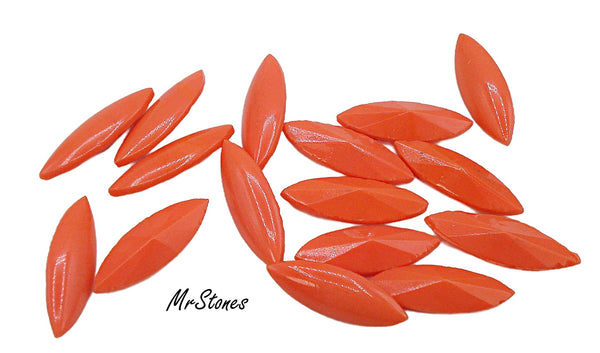 15x5mm (3146) Opaque Tango Coral Marquise Navette Buff Top Doublet