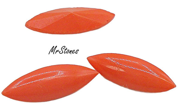 15x5mm (3146) Opaque Tango Coral Marquise Navette Buff Top Doublet