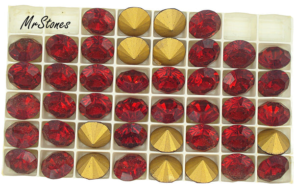 14.2mm (1102) (60ss) Siam Red Round Swarovski Larger Table Cut