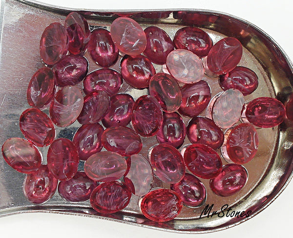 8x6mm (1685) Flawed Ruby Glass Oval Cabochon