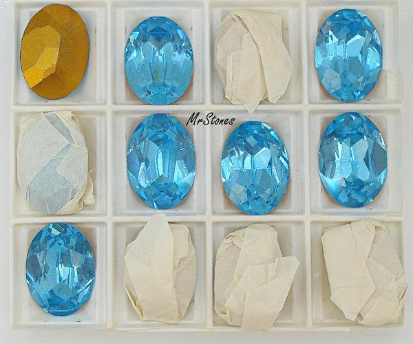18x13mm (4140) Aqua Blue Oval Shape Swarovski KS Co
