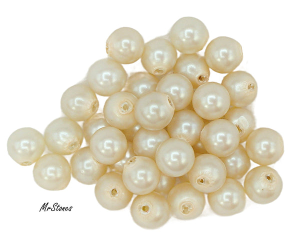 6.5mm One Hole Half Drilled Round Glass Imitation Pearl