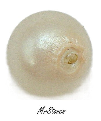 6.5mm One Hole Half Drilled Round Glass Imitation Pearl