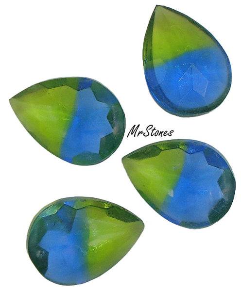 18x13mm (3101) Sapphire Peridot Bi Color Pear Pendeloque Buff Top Doublet