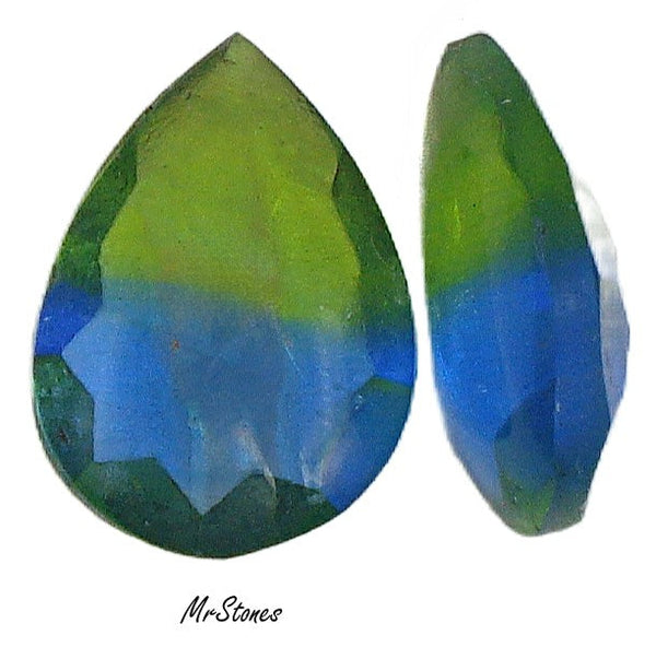 18x13mm (3101) Sapphire Peridot Bi Color Pear Pendeloque Buff Top Doublet