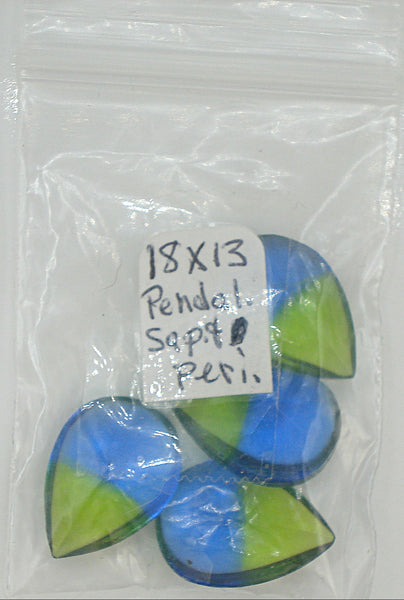 18x13mm (3101) Sapphire Peridot Bi Color Pear Pendeloque Buff Top Doublet