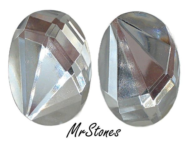 30x23mm (2196) Crystal Fancy Sunrays Faceted Top Oval Flat Back
