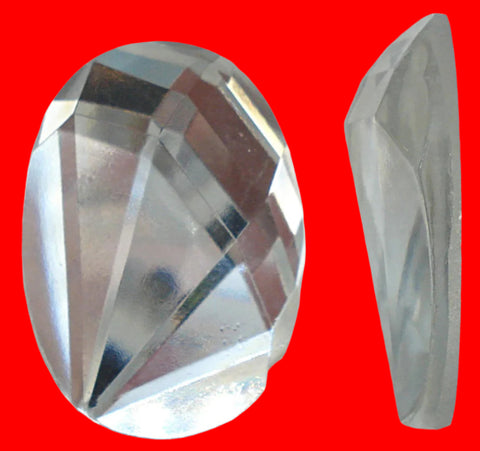 30x23mm (2196) Crystal Fancy Sunrays Faceted Top Oval Flat Back