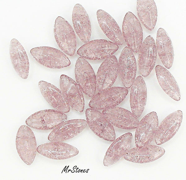 10x5mm (3146) Light Amethyst Crackle Marquise Navette Buff Top Doublet