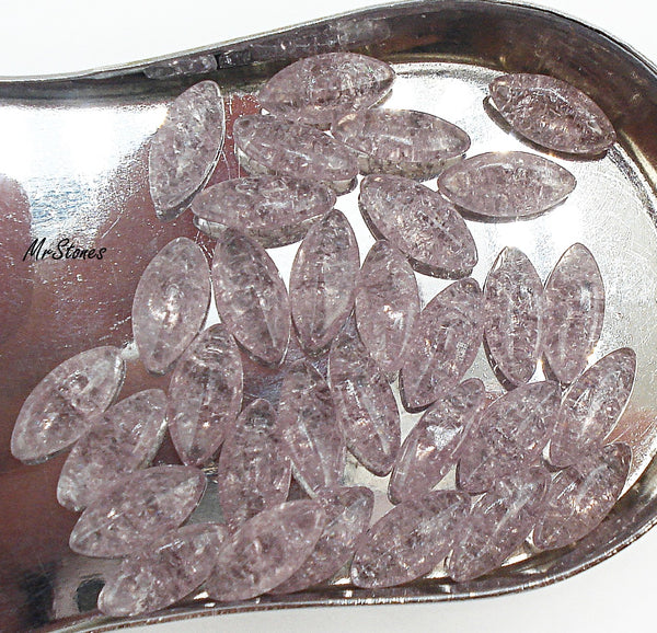 10x5mm (3146) Light Amethyst Crackle Marquise Navette Buff Top Doublet