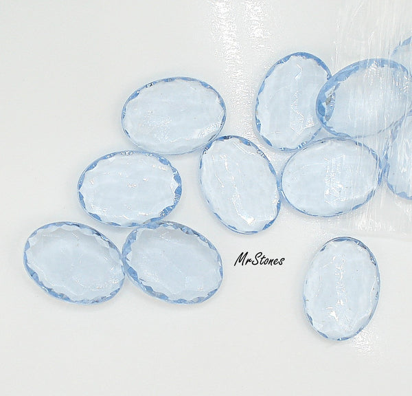 18x13mm (4117) Light Sapphire Oval Shallow Cut Scalloped Edge
