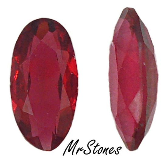 16x8mm (4123) M/C Ruby Red Unfoiled Oval Shape