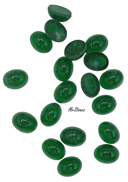 8x6mm (1685) Lighter Flawed Emerald Green Oval Cabochon #2