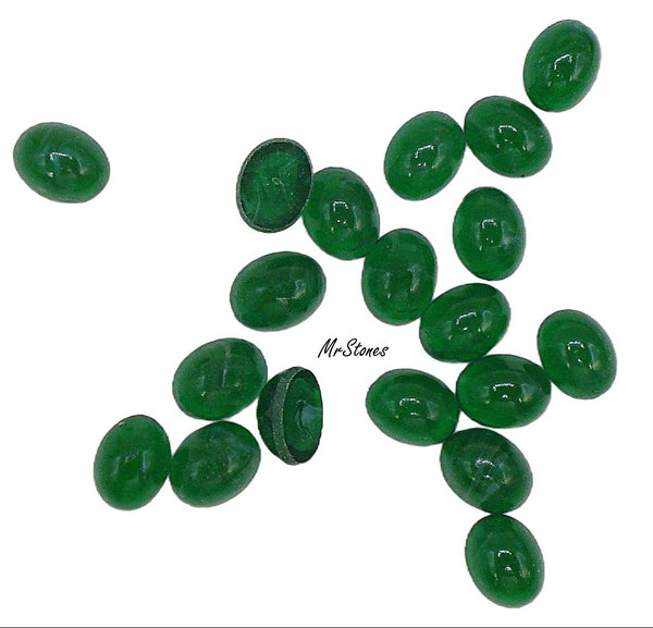 8x6mm (1685) Lighter Flawed Emerald Green Oval Cabochon #2
