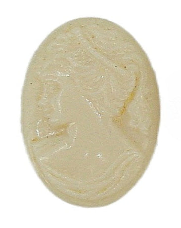 18x13mm Ivory Color Left Facing Lady Cameo Oval Cabochon Glass