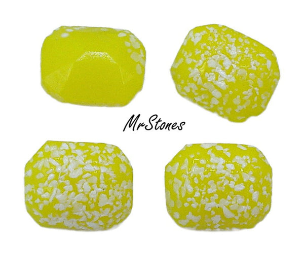 10x8mm (3436) Opaque Yellow White Textured Cushion Octagon Buff Top Doublet