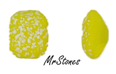 10x8mm (3436) Opaque Yellow White Textured Cushion Octagon Buff Top Doublet