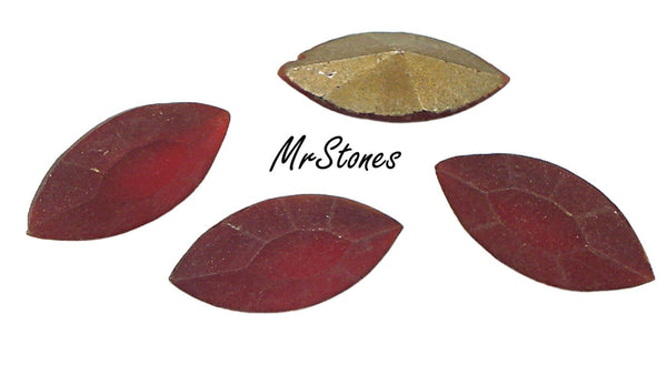 15x7mm (4200/2) Siam Red Frosted Matte Marquise Navette
