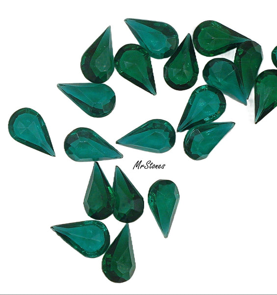 13x7.8mm (4300/2) TTC Emerald Unfoiled Pear Shape Teardrop