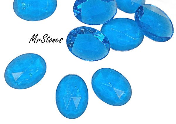 18x13mm (3293) Blue Zircon Unfoiled Oval Rauten Rose Cut
