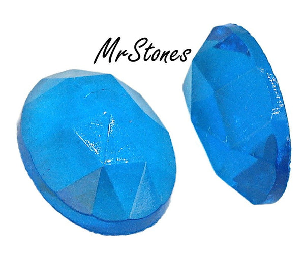 18x13mm (3293) Blue Zircon Unfoiled Oval Rauten Rose Cut