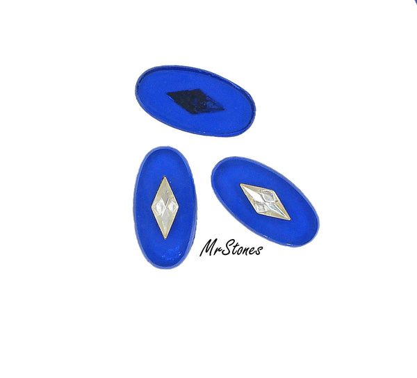 20x10mm (1685) Cobalt Blue Unfoiled Flat Top with 8x4mm Crystal Diamond Shape Ctr